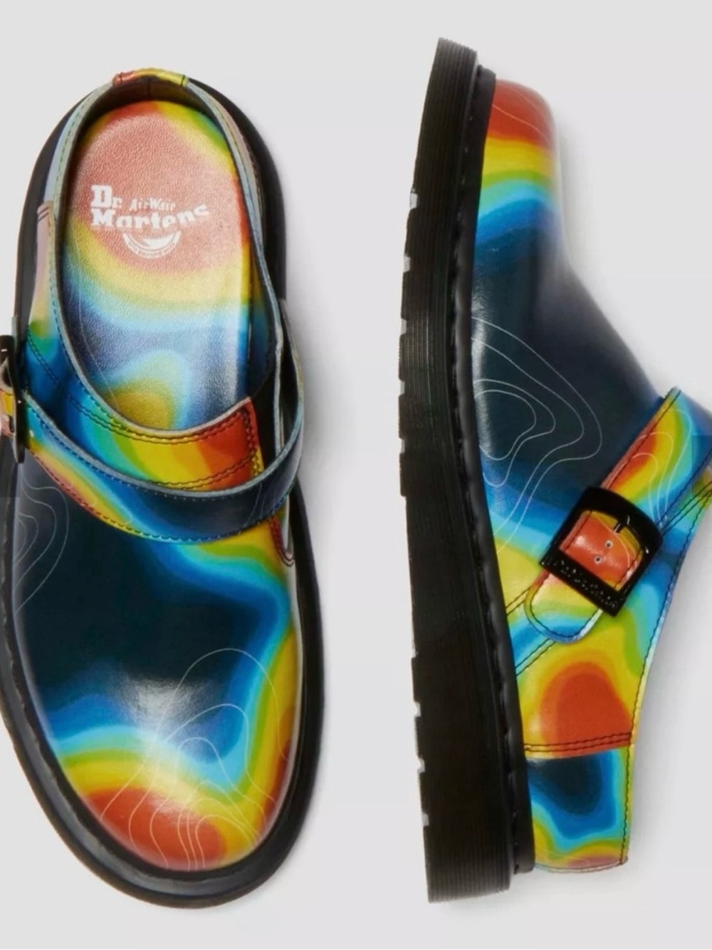 Dr Martens Isham Genix Nappa Reclaimed Thermal Map Leather Slingback Mule M4/L5